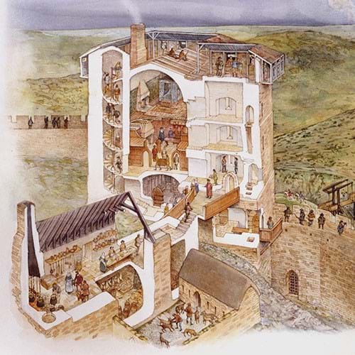 Cut-away reconstruction drawing of David's Tower, which David II was responsible for building
