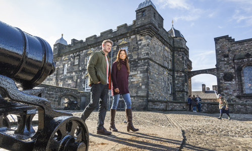 Couple enjoying a visit to the castle