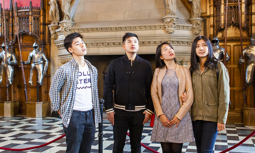 Chinese visitors in The Great Hall at Edinburgh Castle