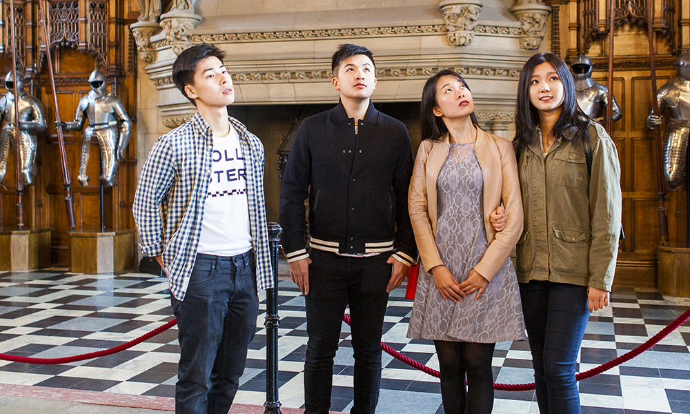 Chinese visitors in The Great Hall at Edinburgh Castle