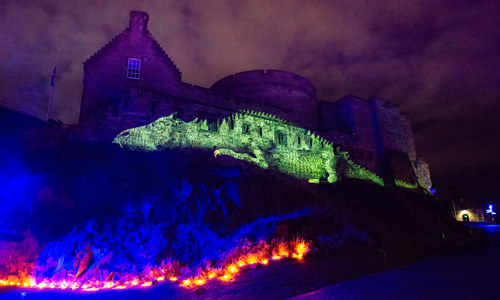 Dragon wall at Edinburgh Castle's Castle of Light event