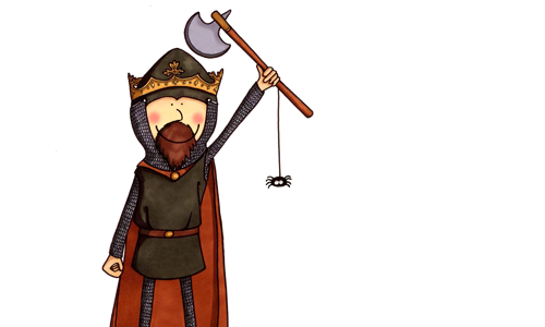 Illustration of Robert the Bruce wielding an axe