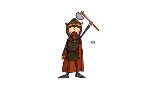 Illustration of Robert the Bruce wielding an axe