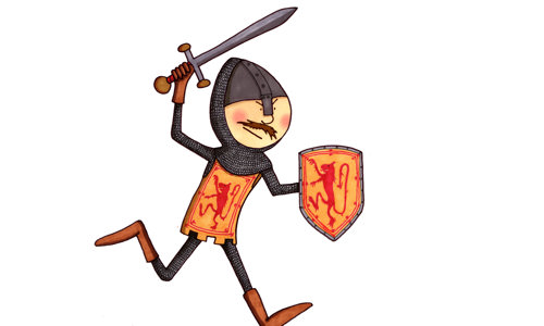Illustration of a Knight holding a sword and shield