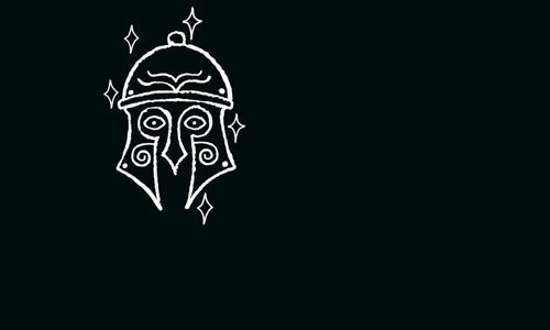 An outline of a person wearing a helmet