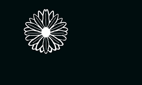A line drawing of a flower